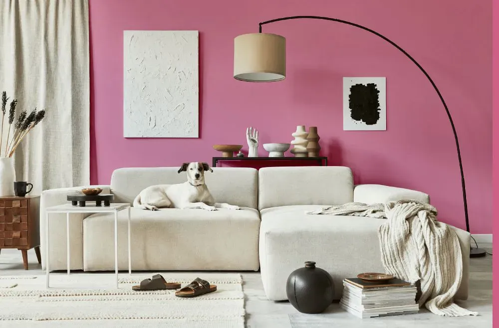 Sherwin Williams Vivacious Pink cozy living room