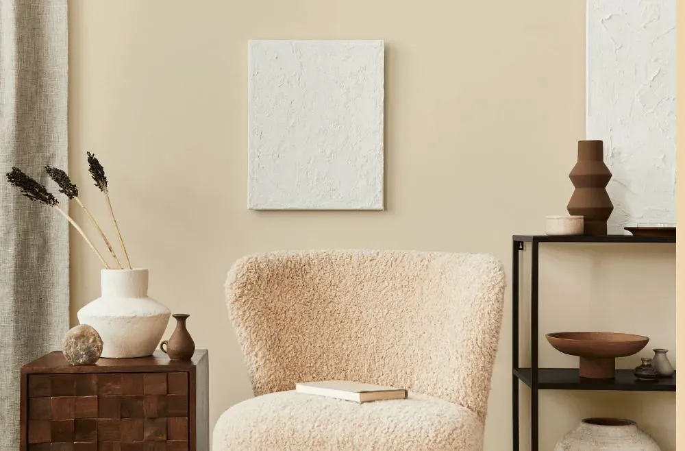 Sherwin Williams Welcome White living room interior