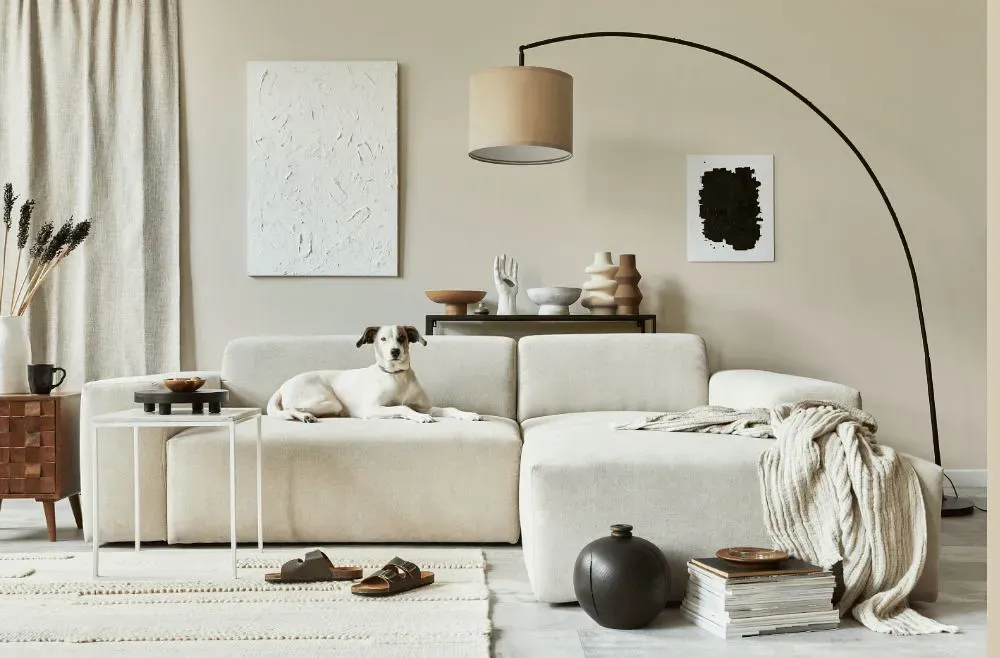 Sherwin Williams White Sesame cozy living room