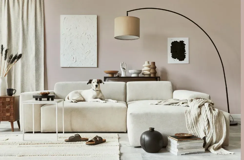 Sherwin Williams White Truffle cozy living room
