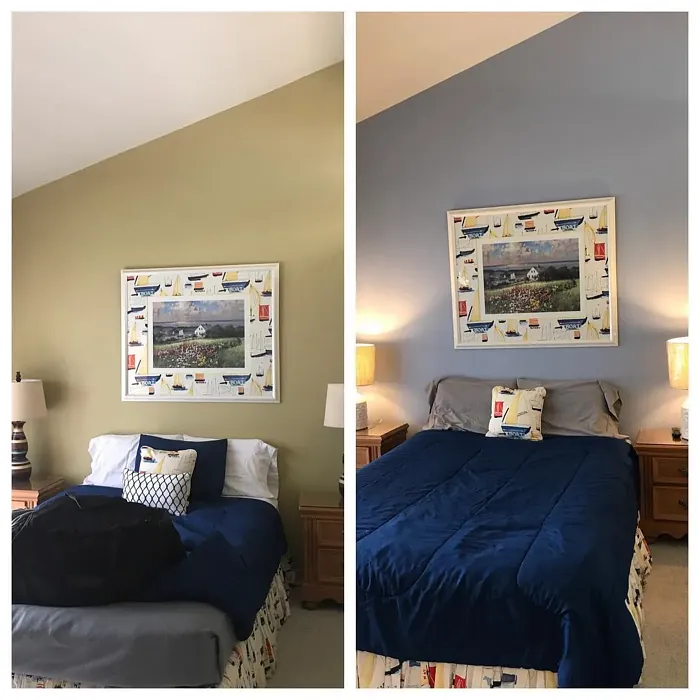 Sherwin Williams Windy Blue bedroom makeover