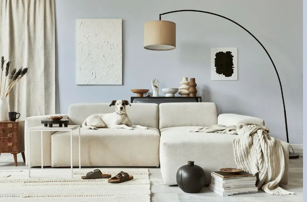 Sherwin Williams Wishful Blue cozy living room
