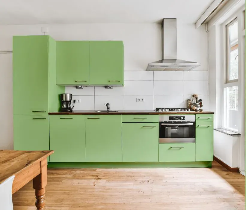 Sherwin Williams Witty Green kitchen cabinets