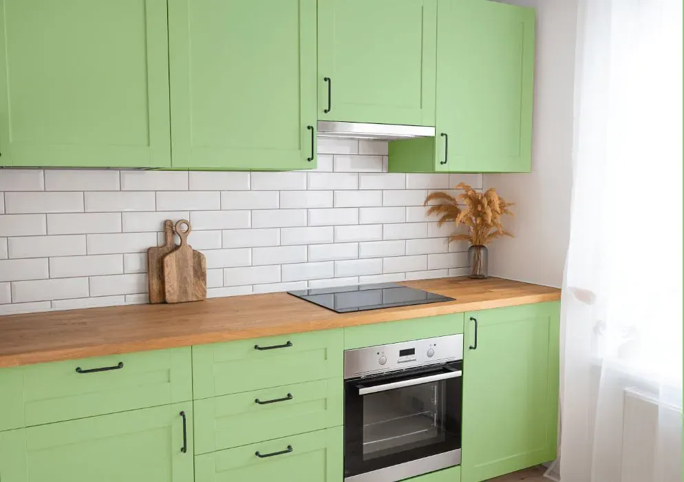 Sherwin Williams Witty Green kitchen cabinets