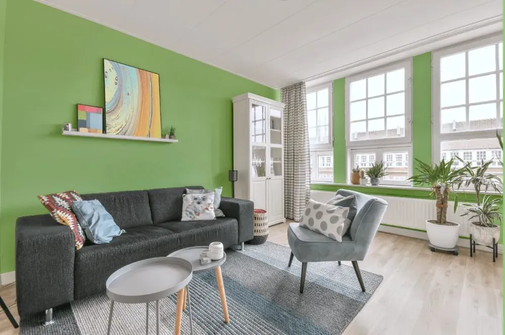 Sherwin Williams Witty Green living room walls