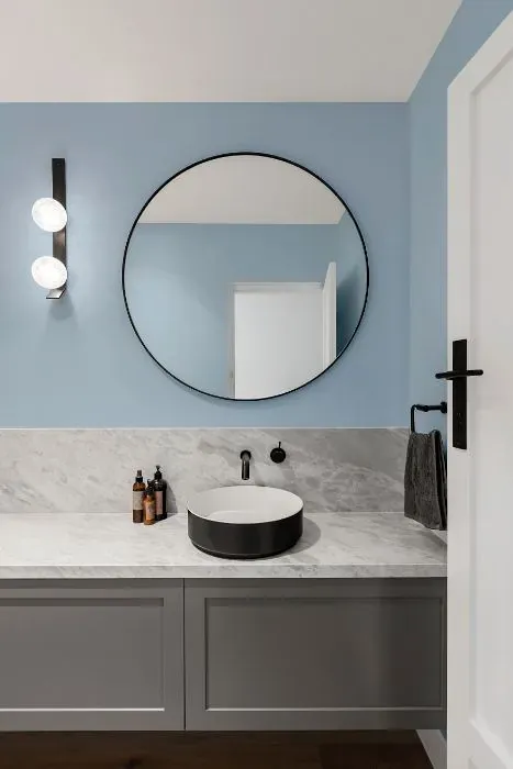 Sherwin Williams Wondrous Blue minimalist bathroom