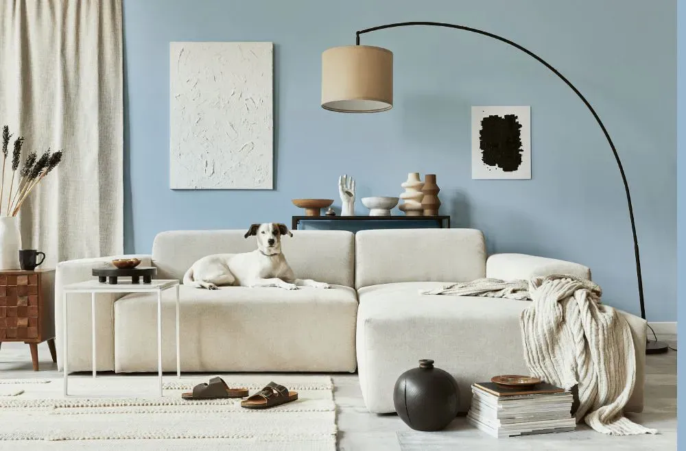 Sherwin Williams Wondrous Blue cozy living room