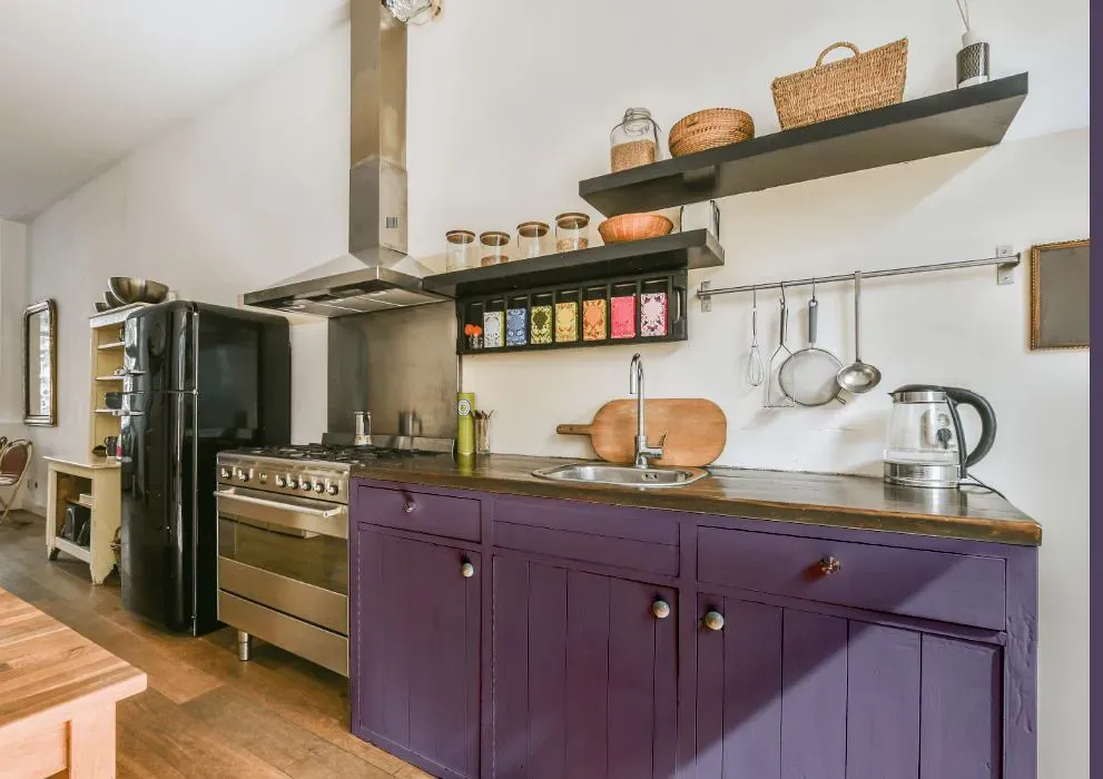 Sherwin Williams Wood Violet kitchen cabinets