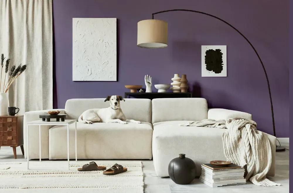 Sherwin Williams Wood Violet cozy living room