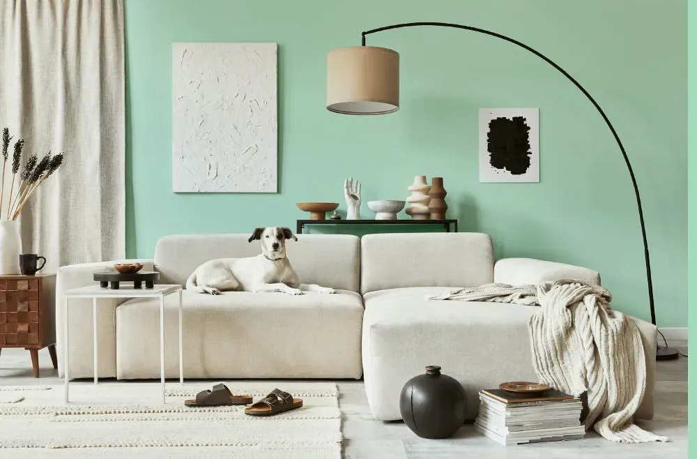 Sherwin Williams Workout Green cozy living room