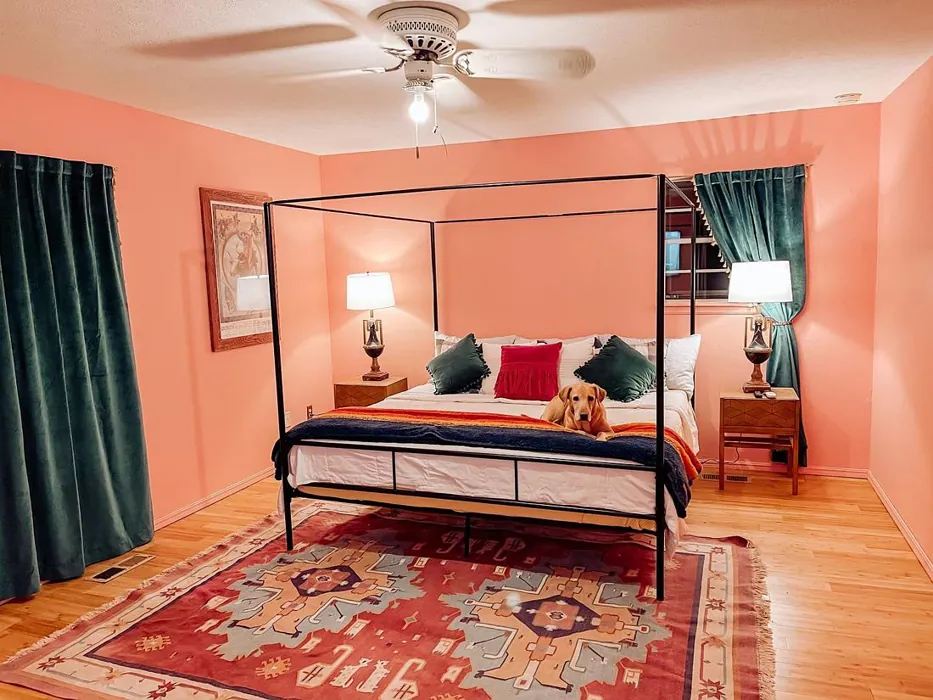 Sherwin Williams Youthful Coral Bedroom