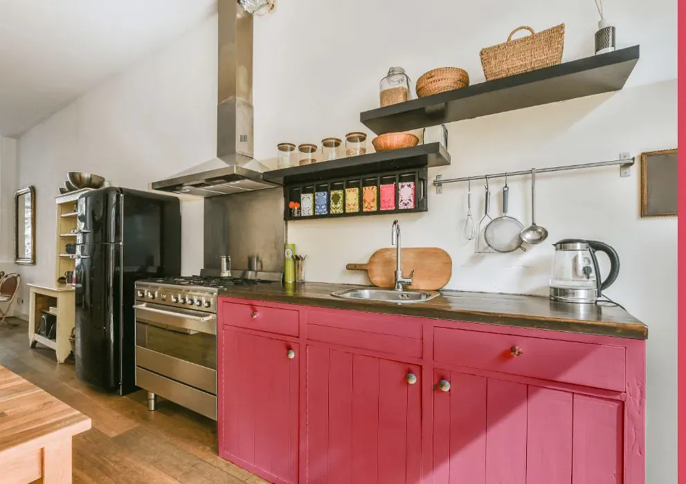 Sherwin Williams Zany Pink kitchen cabinets