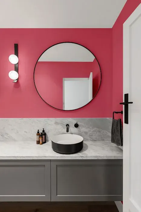 Sherwin Williams Zany Pink minimalist bathroom