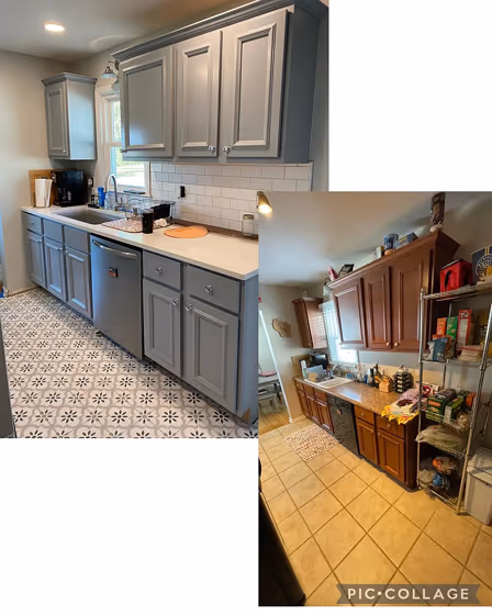 SW African Gray kitchen cabinets