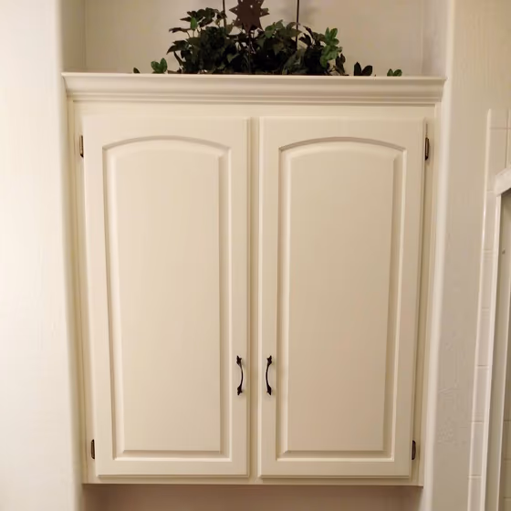 Aged White Painted Cabinets