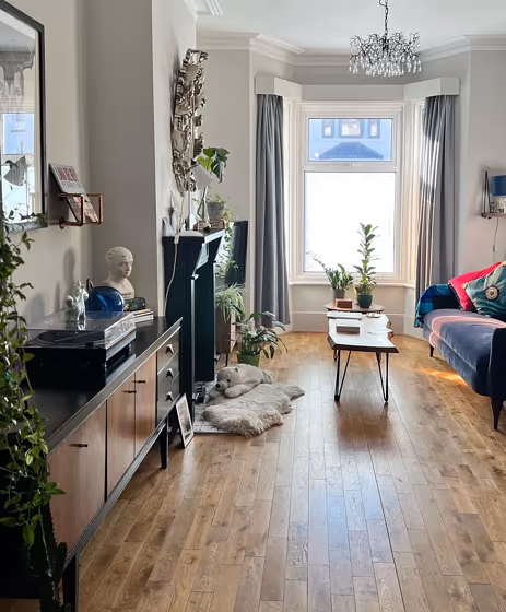 Farrow and Ball Ammonite living room fireplace color review