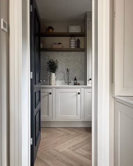 Farrow and Ball Ammonite kitchen cabinets paint