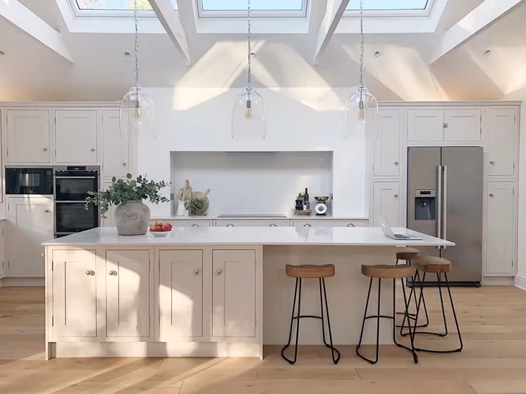 Farrow and Ball Ammonite kitchen cabinets paint