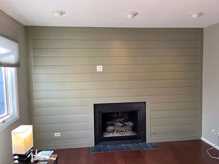 Sherwin Williams At Ease Soldier Living Room Fireplace