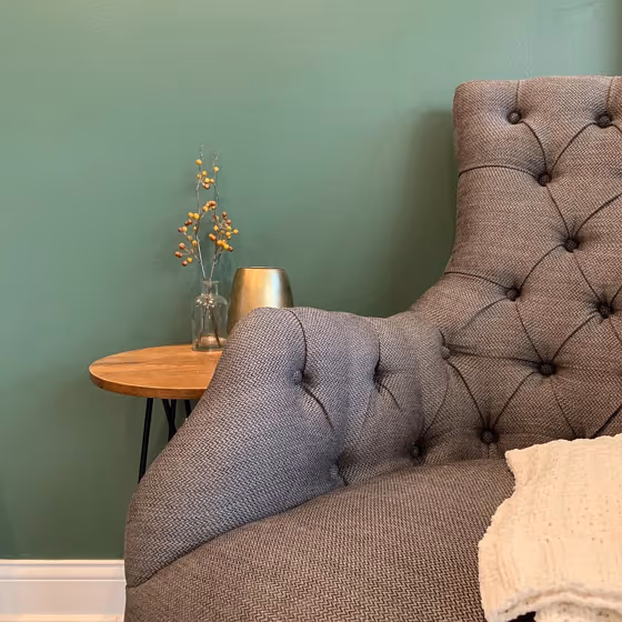 Green paint color interior Sherwin Williams Basil