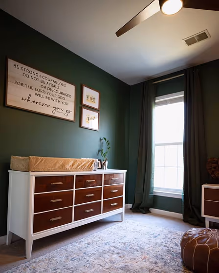 Dark green Sherwin Williams Basil color paint