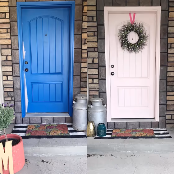 Behr Cosmic Cobalt front door makeover