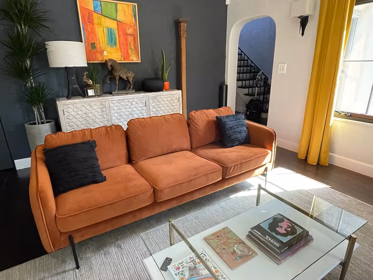 Behr Cracked Pepper living room accent wall