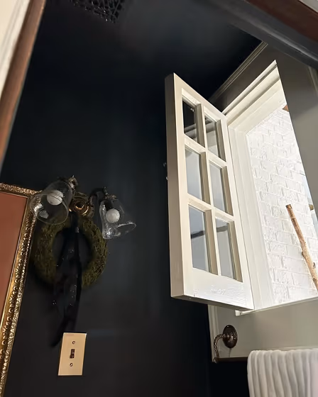 Behr Cracked Pepper eclectic bathroom color review