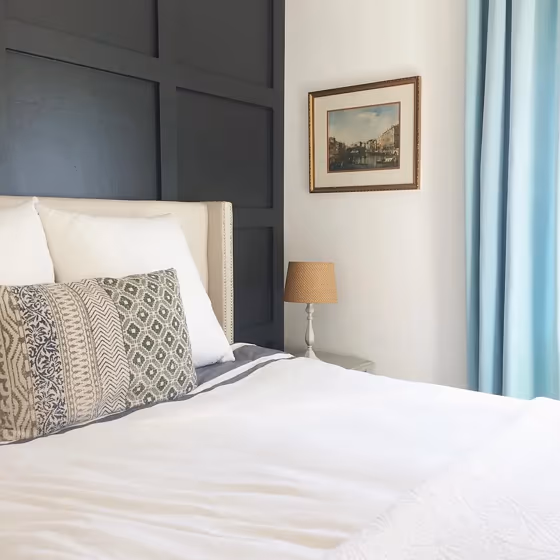 Behr Cracked Pepper bedroom accent wall