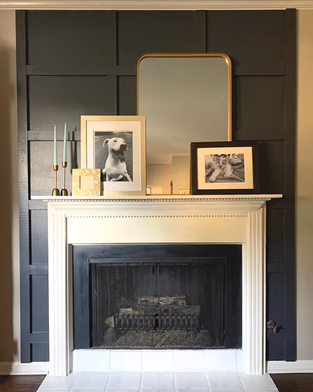 Behr PPU18-01 living room fireplace paint