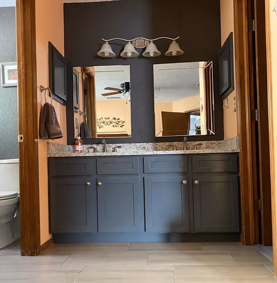 Behr Dark Ash bathroom interior