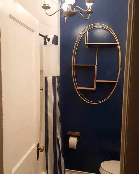 Behr Inked bathroom color review