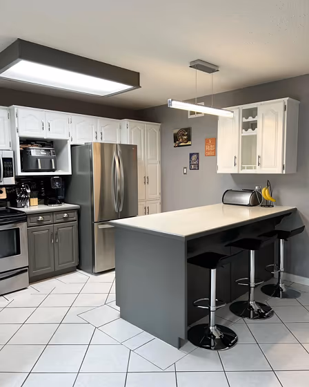 Behr Mined Coal kitchen cabinets paint