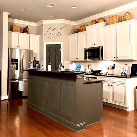 Behr Peppery kitchen cabinets