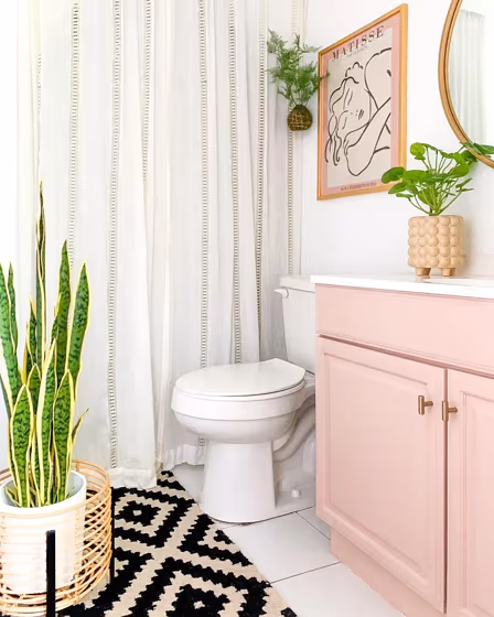 Behr Sedona Pink bathroom vanity