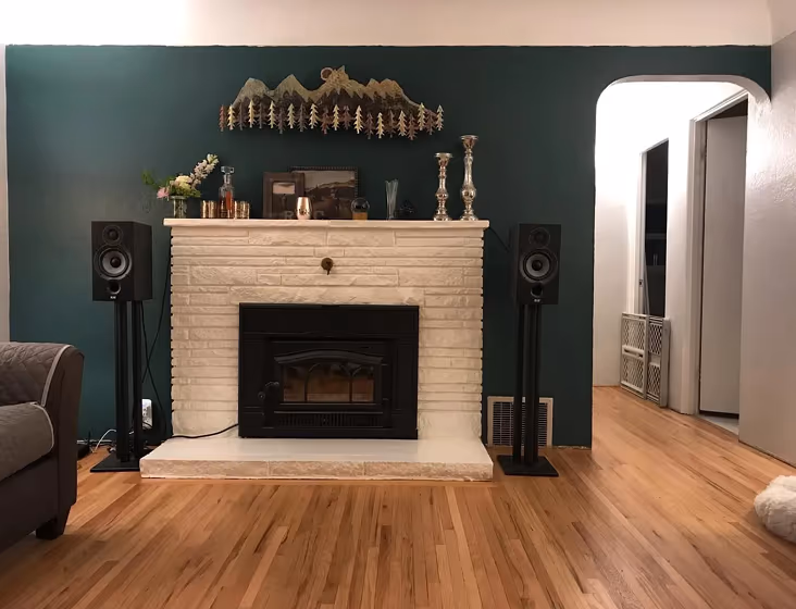 Behr Silken Pine cozy living room interior