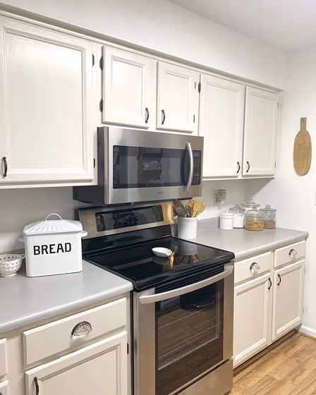 Behr Varnished Ivory kitchen cabinets