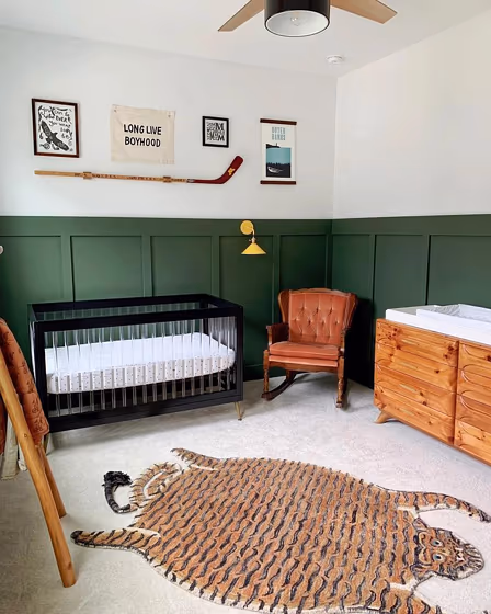 Green nursery painted Benjamin Moore Backwoods