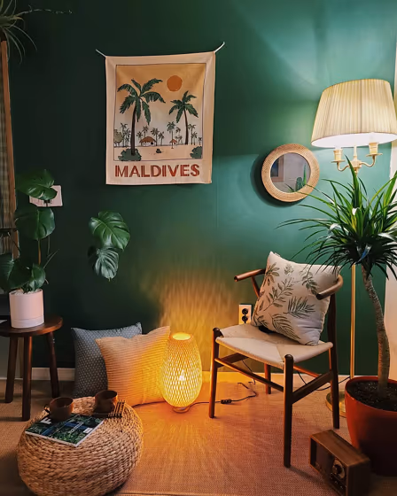 Benjamin Moore Balsam living room interior