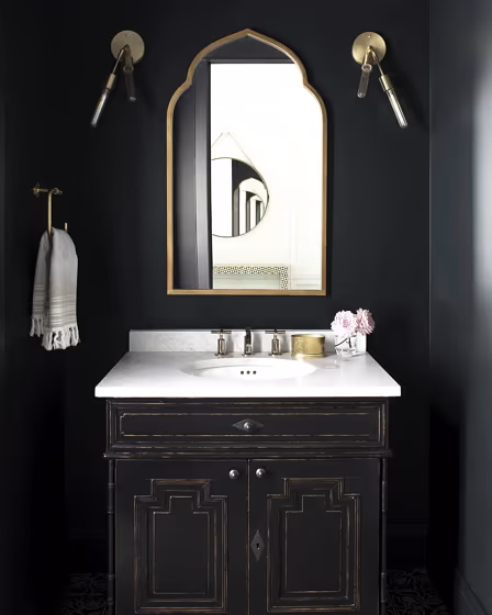 Benjamin Moore Black Satin bathroom paint