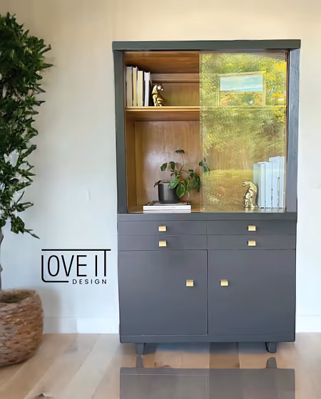 Benjamin Moore Black Satin painted cabinets paint