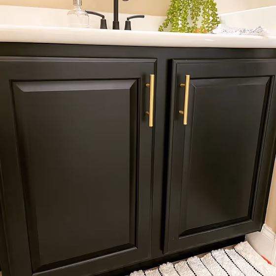 Benjamin Moore Black Satin bathroom vanity color