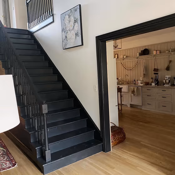 Benjamin Moore Black Satin stairs paint