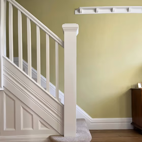 Benjamin Moore Castleton Mist stairs