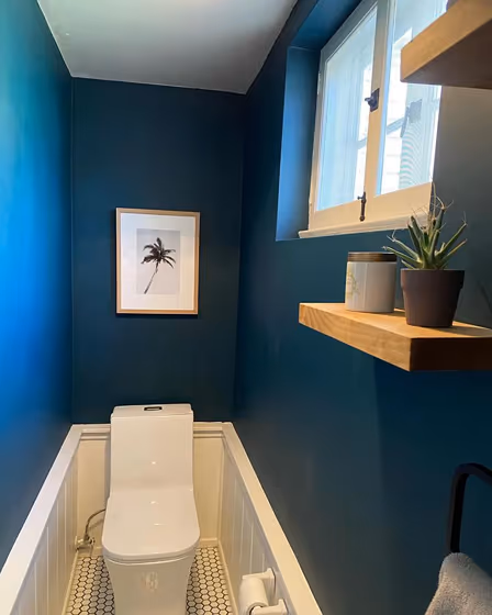 Benjamin Moore Dark Harbor Bathroom