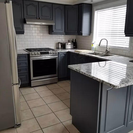 Benjamin Moore Deep Space kitchen cabinets