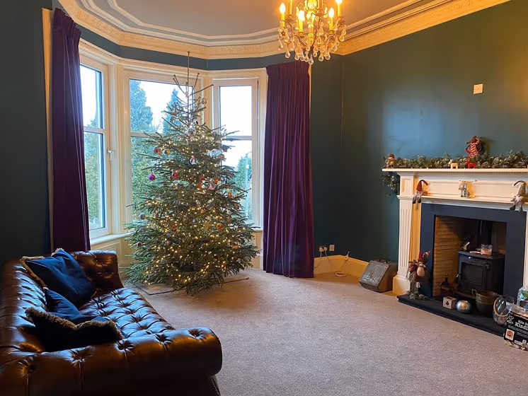 Benjamin Moore Dragonfly cozy living room