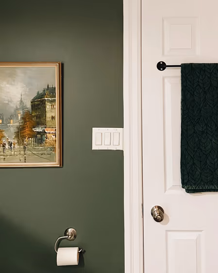 Benjamin Moore Enchanted Forest bathroom 