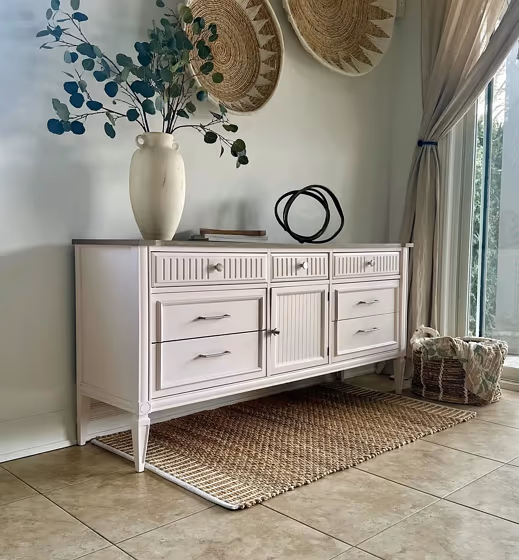 Benjamin Moore First Light painted furniture 