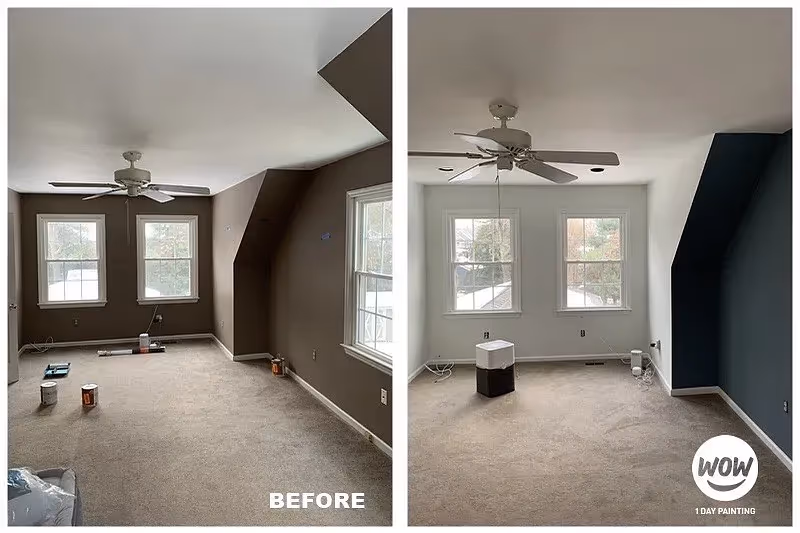 Benjamin Moore Gray Lake wall paint makeover